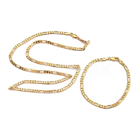 Brass Figaro Chain Bracelets & Necklaces for Women NJEW-U011-11G-1