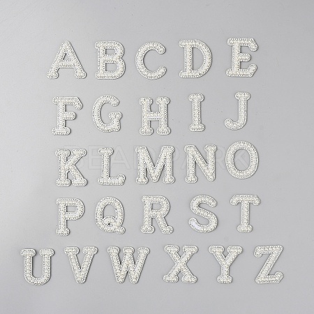 26Pcs Plastic Imitation Pearl and Polyester Cloth Iron on/Sew on Patches DIY-WH0740-36-1