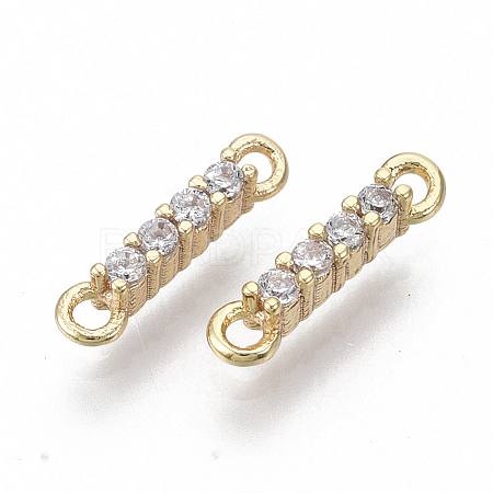 Brass Micro Pave Cubic Zirconia Links connectors X-KK-S348-481-NF-1