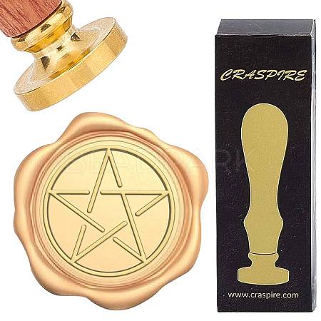 Brass Wax Seal Stamps with Wood Handle AJEW-WH0412-0174-1