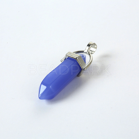 Bullet Imitation Jade Glass Pointed Pendants G-F295-01D-1