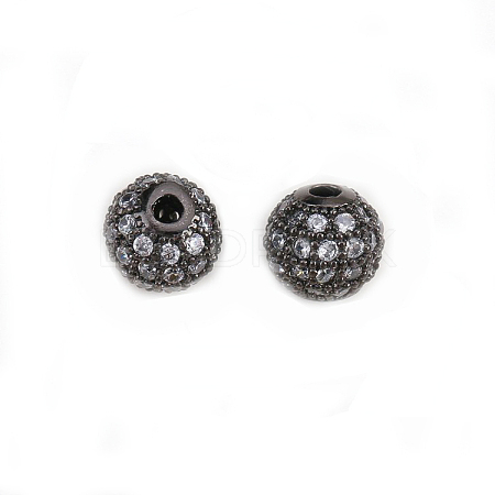Round Brass Micro Pave Cubic Zirconia Beads ZIRC-N016-01B-6MM-1