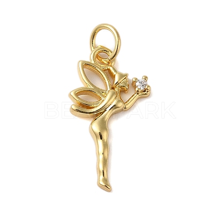 Rack Plating Brass & Clear Cubic Zirconia Pendants KK-S372-12G-1