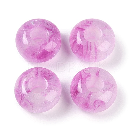 Resin European Beads with Glitter Powder RESI-F055-07C-1