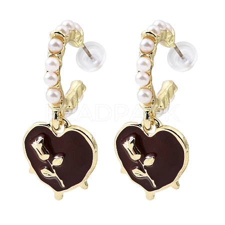 Valentine's Day Alloy Enamel Dangle Stud Earrings EJEW-G466-02G-1
