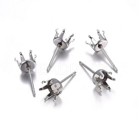 304 Stainless Steel Prong Earring Settings STAS-P210-42P-02-1