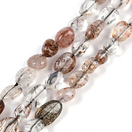 Natural Black Gold Rutilated Quartz Beads Strands LS-G-P497-01A-16-1