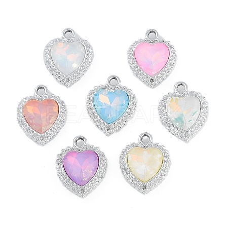 UV Plating Alloy with Mixed Color Glass Rhinestone Pendants FIND-M018-36P-1
