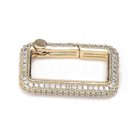Brass Micro Pave Clear Cubic Zirconia Spring Gate Rings ZIRC-F120-006G-1