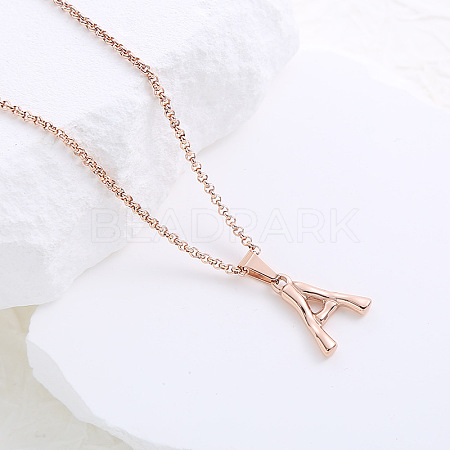 Stainless Steel Letter Pendant Necklaces for Women Men GR8130-1-1