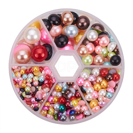 1Box ABS Plastic Imitation Pearl Dome Cabochons SACR-PH0001-M-1