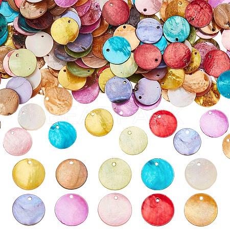 160Pcs 10 Colors Spray Paint Natural Akoya Shell Pendants SHEL-ME0001-07-1