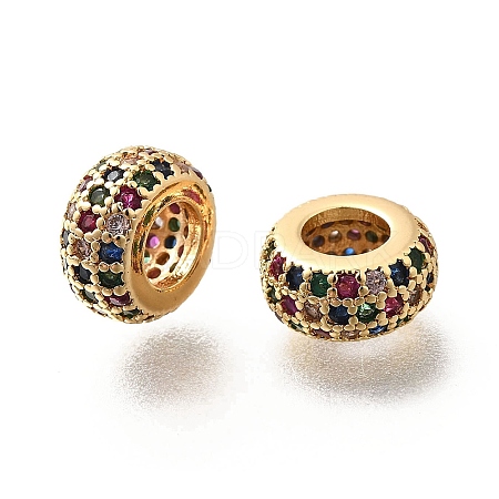 Brass Micro Pave Cubic Zirconia European Beads KK-M318-19G-1
