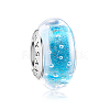 TINYSAND Rhodium Plated 925 Sterling Silver Sky Blue Cystal Love Bead with Bubbles TS-C-250-1