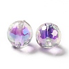 Two Tone UV Plating Rainbow Iridescent Acrylic Beads TACR-D010-03B-07-3