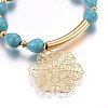 Synthetic Turquoise Stretch Charms Bracelets BJEW-O168-11G-2