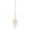 Natural Rose Quartz with Rack Plating Brass Pendants Decorations AJEW-B023-01G-06-1