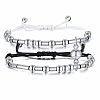 Tarnish Resistant 2Pcs 2 Color Stainless Steel Braided Bead Bracelets Set PW-WG80875-01-1