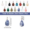 30Pcs 15 Colors Gemstone Pendants G-SC0001-40-2