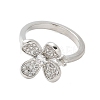 Flower Brass Micro Pave Cubic Zirconia Cuff Cup Peg Ring Settings KK-K297-23P-2