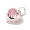 925 Sterling Silver Cubic Zirconia Heart Charms with Jump Rings FIND-U013-10S-02-2