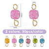 60Pcs 2 Colors Natural Colorful Tourmaline Faceted Table Cut Cube Links Connector Charms PALLOY-DC00043-2