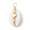 Natural Cowrie Shell Copper Wire Wrapped Pendants PALLOY-JF02936-03-1