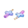 Two Tone Transparent Glass Pendants GLAA-A004-02F-4