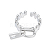 Zipper Shape Brass Cuff Ring for Women RJEW-N039-07P-2