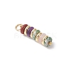 Natural Green Aventurine & Rose Quartz & Lemon Jade & Red Jasper & Jade & Synthetic Malachite & Brass Disc Pendants X-PALLOY-JF04941-4