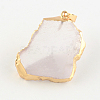 Golden Plated Faceted Natural Rose Quartz Pendants with Iron Clasps G-R275-262-3