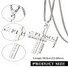 1Pc Stainless Steel Letter Cross Pendant Box Chain Necklaces for Men NJEW-LP0001-18-2