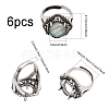 CHGCRAFT 6Pcs Adjustable Alloy Finger Ring Findings FIND-CA0007-36-2