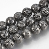 Electroplated Natural Lava Rock Bead Strands X-G-T061-55D-4mm-1