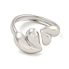 Non-Tarnish 304 Stainless Steel Heart Open Cuff Ring for Women X-RJEW-A043-31P-2