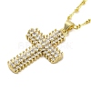 Brass Clear Cubic Zirconia Cross Pendant Twisted Chain Necklaces NJEW-R100-04G-1