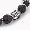Natural Lava Rock Beads Stretch Bracelets BJEW-JB03959-03-2