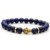 Synthetic Blue Goldstone & Buddha Head Beaded Stretch Bracelet VI1445-4-1
