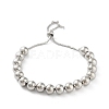 Adjustable Brass Round Beaded Slider Bracelets BJEW-D039-31C-P-1