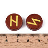 Brass Elder Futhark Alphabet Engraved Symbol Flat Round Natural Red Jasper Rune Stones G-I373-01C-3