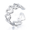Non-Tarnish 304 Stainless Steel Hollow Heart Cuff Rings RJEW-N038-124P-1