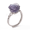 Flower Natural Fluorite Adjustable Rings KK-G273-10P-2