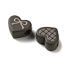 Tartan Pattern Printed Opaque Acrylic European Beads OACR-P038-06A-M-2