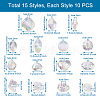 150Pcs 15 Style Transparent Acrylic Beads TACR-YS0001-06-3