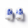 Floral Printed Porcelain Beads PORC-T007-16-2