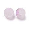 Frosted Baking Paint Crackle Glass Beads with Glitter Powder DGLA-T004-8mm-01E-2