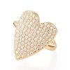 Adjustable Brass Micro Pave Clear Cubic Zirconia Cuff Rings RJEW-I070-01G-2
