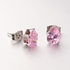 Original Color 304 Stainless Steel Pave Cubic Zirconia Drop Ear Studs EJEW-L098-8mm-06-1