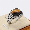 316L Surgical Stainless Steel and Natural Tiger Eye Finger Rings for Men FS-WG3E90C-37-1