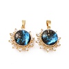 Brass Micro Pave Clear Cubic Zirconia Pendants X-KK-E068-VC466-2
